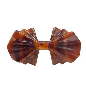Vintage Mauritius Brown Faux Tortoise Shell Style Bow Hair Clip With Metal Clasp